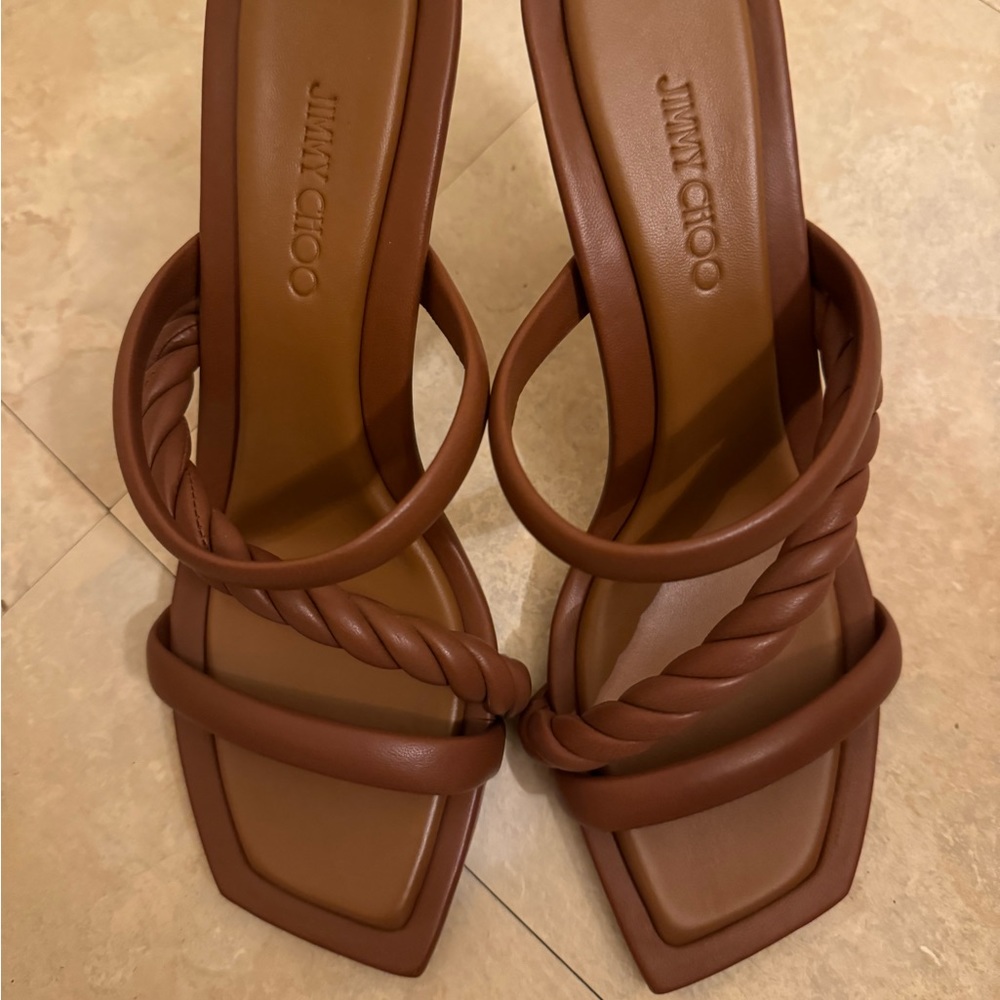 RELISTED - New in box! JIMMY CHOO Diosa 90 twisted leather mules. Orig $850